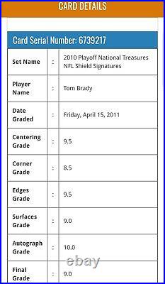 Tom Brady 1/1 Signature Shield NFL Patch, 2010 National Treasures 1of1 Autograph
