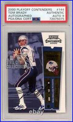 Tom Brady 2000 Playoff Contenders Football Autograph Rookie Ticket 144 PSA/DNA 9