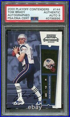 Tom Brady 2000 Playoff Contenders ROOKIE RC PSA/DNA 9 AUTO #144 PSA Authentic
