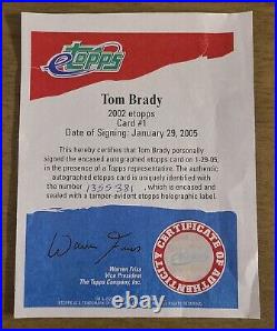 Tom Brady 2002 Signed eTopps in original Topps holder sealed auto autograph