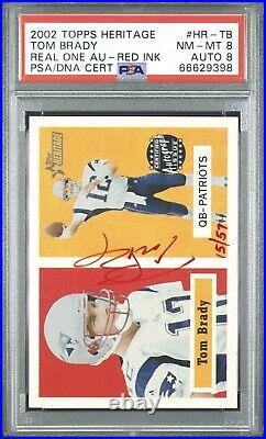 Tom Brady 2002 Topps Heritage Real One Red Ink Auto #/57 Auto Psa 8 Nm-mt 8