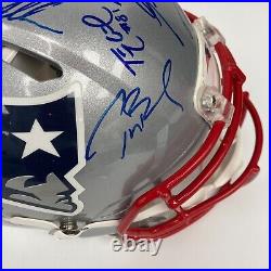 Tom Brady 2014 New England Patriots Super Bowl Champs Team Signed Helmet Steiner