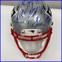 Tom Brady 2014 New England Patriots Super Bowl Champs Team Signed Helmet Steiner