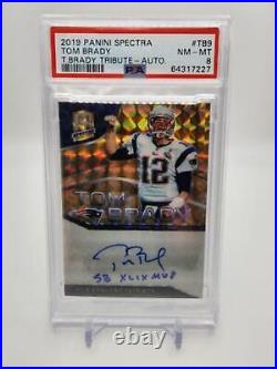 Tom Brady 2019 Panini Spectra Tom Brady Tribute Autograph #TB9 /3 PSA 8