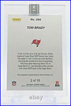 Tom Brady 2021 Panini Instant Super Bowl LV Autograph Buccaneers Card 2/10