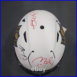Tom Brady Aaron Rodgers Joe Montana Signed Fullsize Speed Flex Helmet