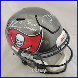 Tom Brady And Mike Evans Signed Tb Buccaneers Speedflex Helmet Fanatics Bas