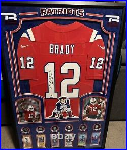 Tom Brady Auto Signed Patriots Throwback Custom Frame Tristar & Stiener Coa