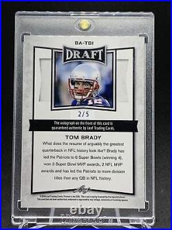 Tom Brady Autograph ON CARD 2016 LEAF Draft Refractor #2/5! 7 Super Bowls
