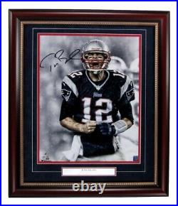 Tom Brady Autographed 16x20 Photo New England Patriots Framed Fanatics COA