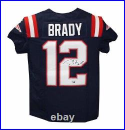 Tom Brady Autographed New England Patriots Elite Blue Jersey FAN 40092