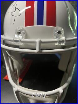 Tom Brady Autographed New England Throw Back Full Size Football Helmet