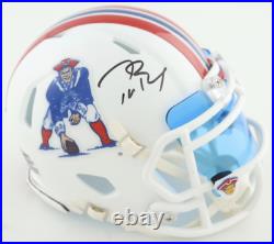 Tom Brady Autographed Patriots Throwback Mini Speed Helmet with Visor Fanatics