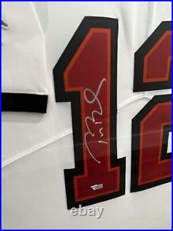 Tom Brady Autographed Tampa Bay Buccaneers Framed White Jersey Fanatics Silver