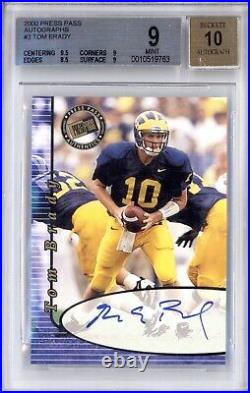 Tom Brady Bgs 9 2000 Press Pass Football #3 Rookie Auto Autograph Rc Mint 9763