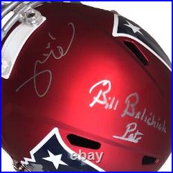 Tom Brady & Bill Belichick Signed New England Patriots Blaze Full Size Helmet