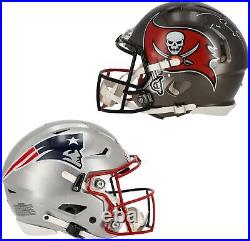 Tom Brady Buccaneers/Patriots Signed Half/Half Helmet-Signed Tampa Bay Side