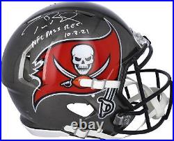 Tom Brady Buccaneers Signed 2020-Present Helmet NFL Pass Rec 10/3/21 Insc