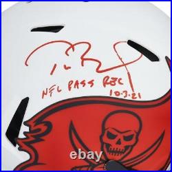 Tom Brady Buccaneers Signed Lunar Auth Helmet NFL Pass Rec 10/3/21 Ins LE/12