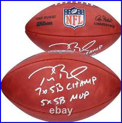 Tom Brady Buccaneers Signed Wilson Football with 7x SB Champ & 5x SB MVP Inscs