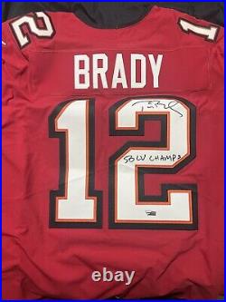 Tom Brady Buccaneers Super Bowl LV Champs Signed Jersey LV CHAMPS Ins