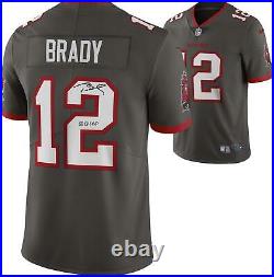 Tom Brady Buccaneers Super Bowl LV Champs Signed Pewter Nike Jersey & MVP Insc