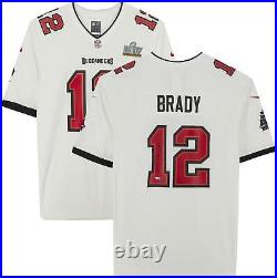 Tom Brady Buccaneers Super Bowl LV Champs Signed White Nike Jersey SB LV Patch