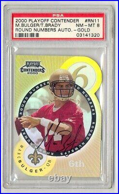 Tom Brady & Bulger 2000 Contenders Round Numbers Gold Auto Rc #13/60 Psa 8