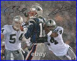 Tom Brady & Charles Woodson Autographed 16 x 20 Tuck Game Photograph