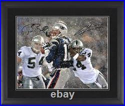 Tom Brady & Charles Woodson Framed Autographed 16 x 20 Tuck Game Photograph