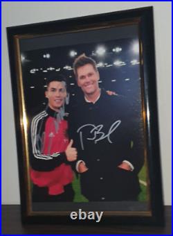 Tom Brady, Cristiano Ronaldo Hand Signed Photo With Coa Framed 8x10