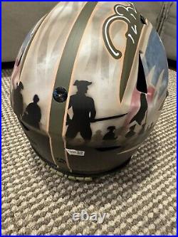 Tom Brady Custom Painted Signed Patriots Day Helmet. Fanatics Authentic