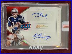 Tom Brady Eli Manning 2016 Panini Super Bowl XLII Prime Signatures Auto 1/1