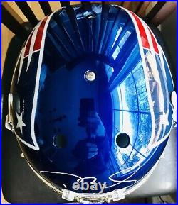 Tom Brady FS Authentic Autographed Blue Chrome Schutt Patriots Helmet Auto HOF