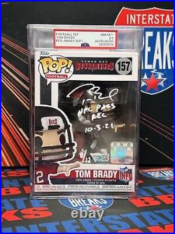 Tom Brady Funko Pop! Tampa Bay Buccaneers Autograph Inscription /12 #157 PSA 8.5