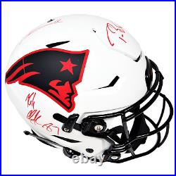 Tom Brady Gronkowski Edelman Patriots Signed Lunar SpeedFlex Helmet Fanatics JSA