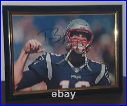 Tom Brady- Hand Signed Photo With Coa Framed 8x10 Autograph