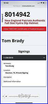 Tom Brady Hydro Dipped Authentic Autographed Helmet