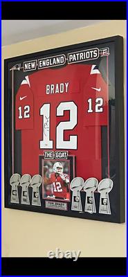 Tom Brady New England Patriots Autographed Red Throwback Jersey Framed