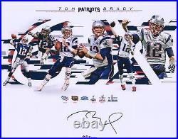 Tom Brady New England Patriots Signed 16 x 20 6-Time Super Bowl Champion Photo