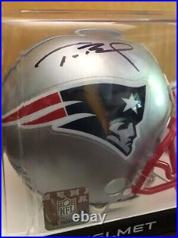 Tom Brady New England Patriots Signed Mini Football Helmet Mounted Memories COA