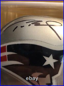 Tom Brady New England Patriots Signed Mini Football Helmet Mounted Memories COA