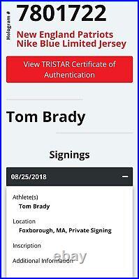 Tom Brady New England Patriots Signed Nike Jersey Custom Framed Coa Tristar
