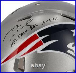 Tom Brady New England Patriots Signed Riddell Auth Helmet withNFL Pass Rec Insc