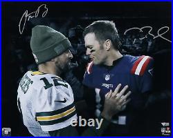 Tom Brady Patriots & Aaron Rodgers Packers Signed 16x20 Spotlight Photo