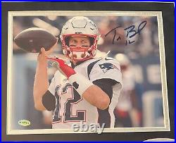 Tom Brady, Patriots Autograph Picture with #12! Custom 19in x 19in frame