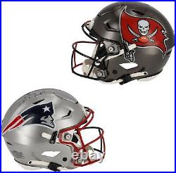Tom Brady Patriots/Buccaneers Signd Half/Half Flex Auth Helmet-Signature NE Side