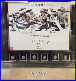 Tom Brady Patriots -FRMD Signed 16x20 6-Time Super Bowl Champion With 6 RINGS