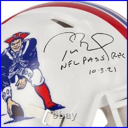 Tom Brady Patriots Signed 1982-1989 Throwback Logo VSR4 Helmet withInsc-LE 12