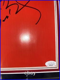 Tom Brady Patriots Signed Cut Photo Framed Suede MINT Red Autograph JSA COA